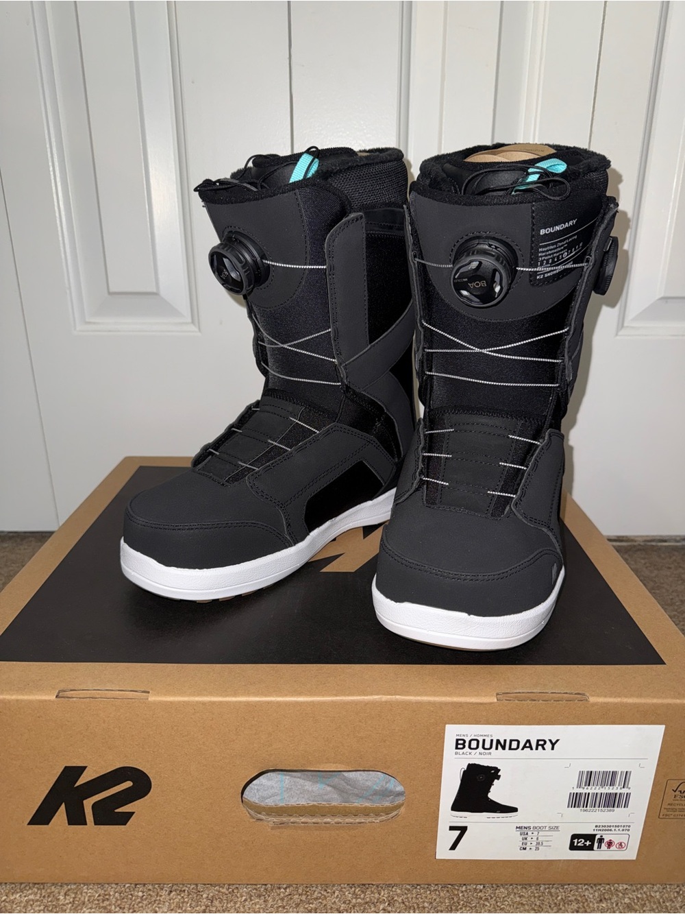 2026 K2 Boundary Men's Snowboard Boots - Size 7 - Black/Noir